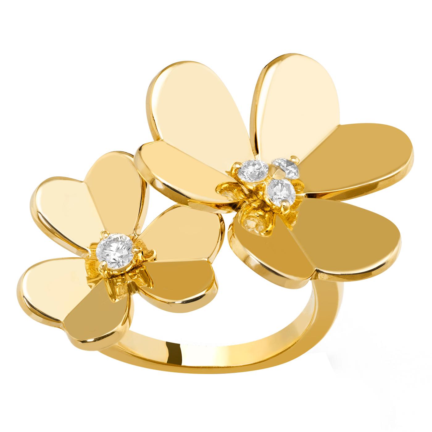 Frivole Between the Finger ring, 18K yellow gold, round diamonds; diamond quality DEF, IF to VVS.

Details:
Brand: Van Cleef & Arpels
Stones Type: Round Cut Diamonds
Carat Weight: 0.23 Carats
Diamond Quality: DEF, IF to VVS
Material: 18K Yellow