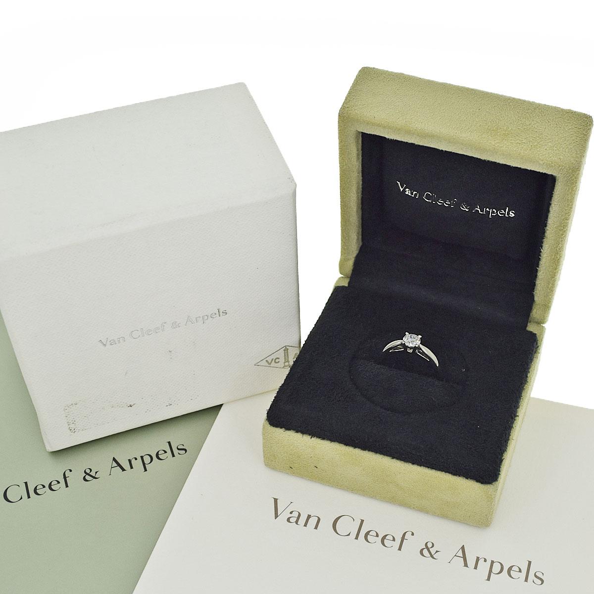 Van Cleef & Arpels Bonheur Solitaire Diamond 0.43ct D-VVS2-Ex Platinum Ring For Sale 1