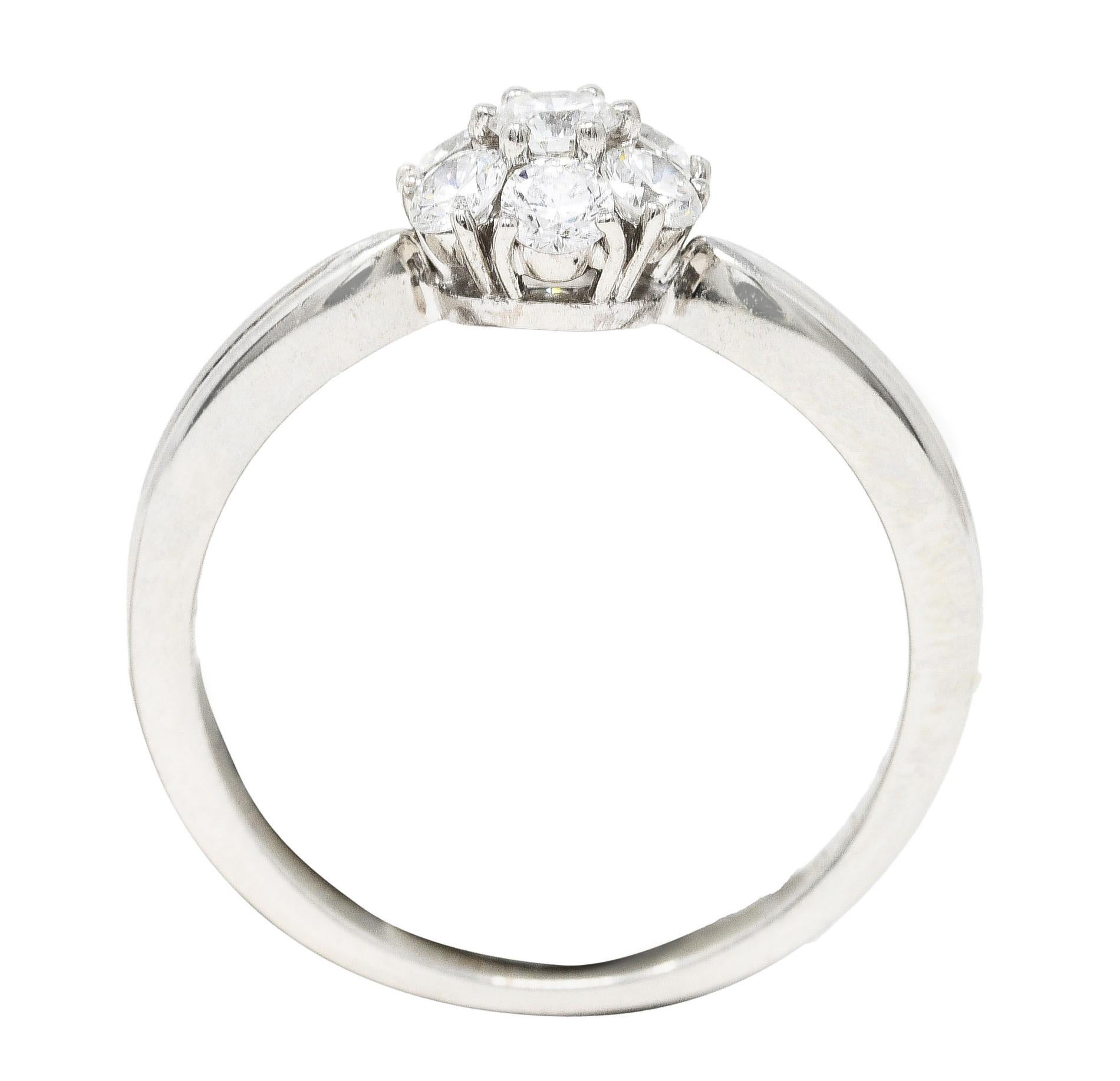 Van Cleef & Arpels 0.46 Carat Diamond Platinum Fleurette Cluster Engagement Ring 5