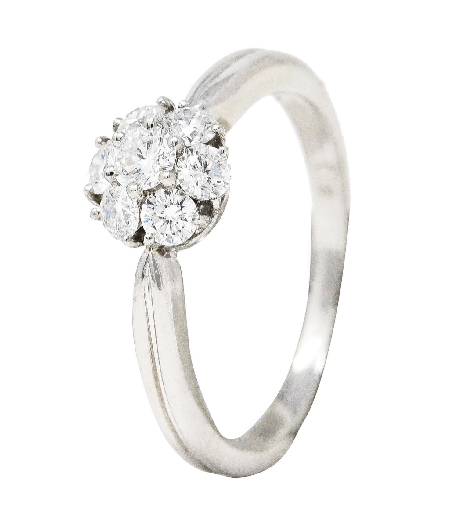 Van Cleef & Arpels 0.46 Carat Diamond Platinum Fleurette Cluster Engagement Ring 6