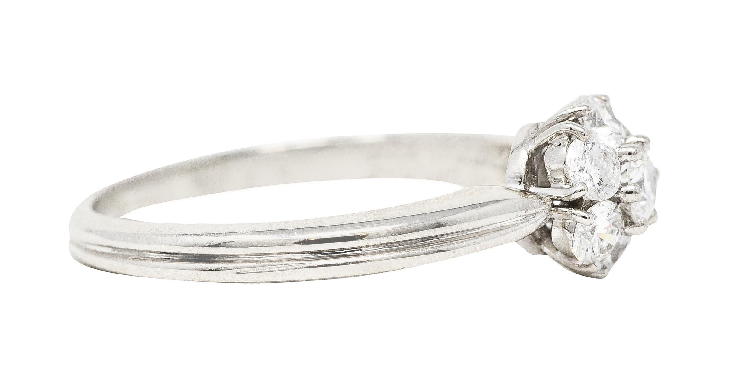 Brilliant Cut Van Cleef & Arpels 0.46 Carat Diamond Platinum Fleurette Cluster Engagement Ring