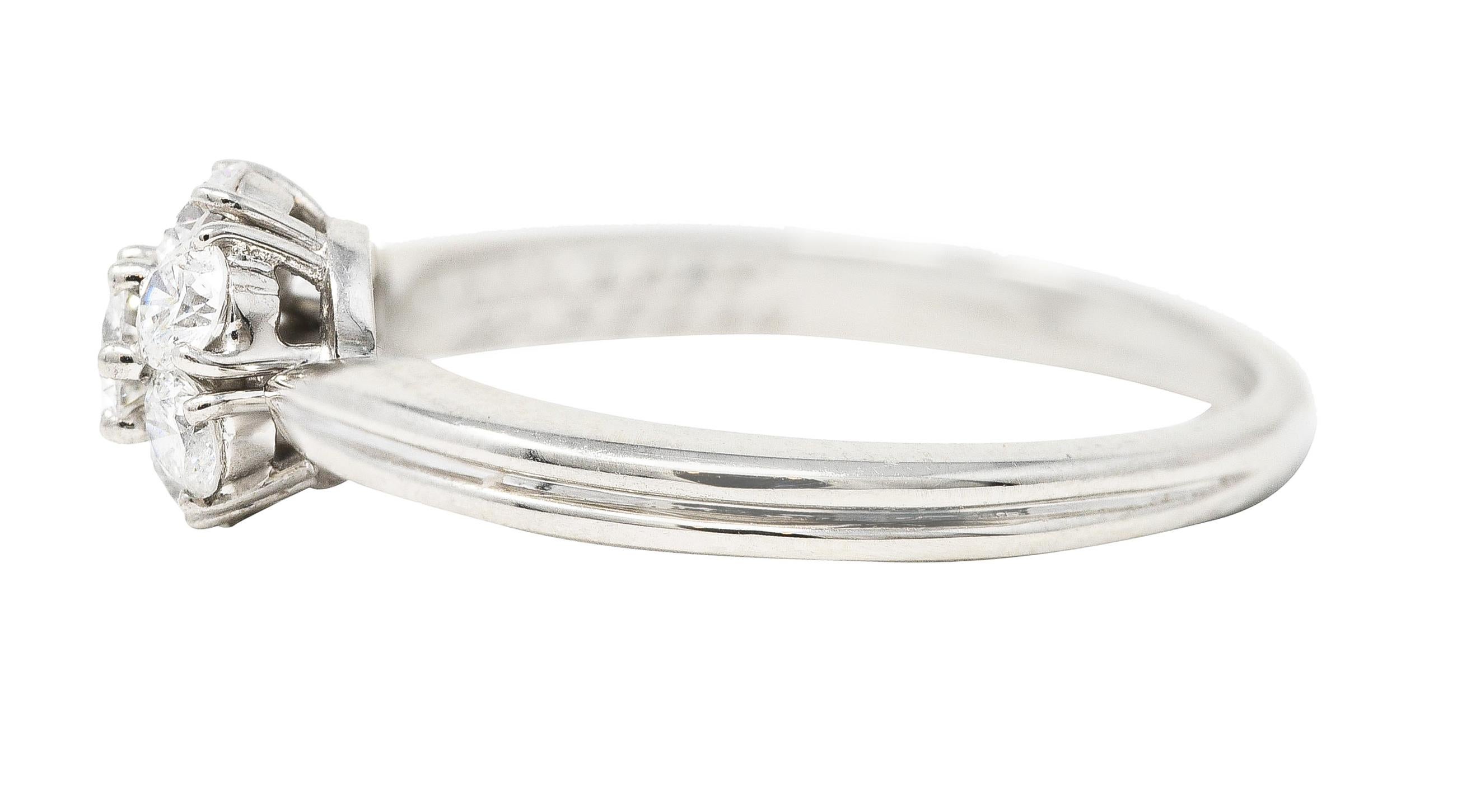 Women's or Men's Van Cleef & Arpels 0.46 Carat Diamond Platinum Fleurette Cluster Engagement Ring