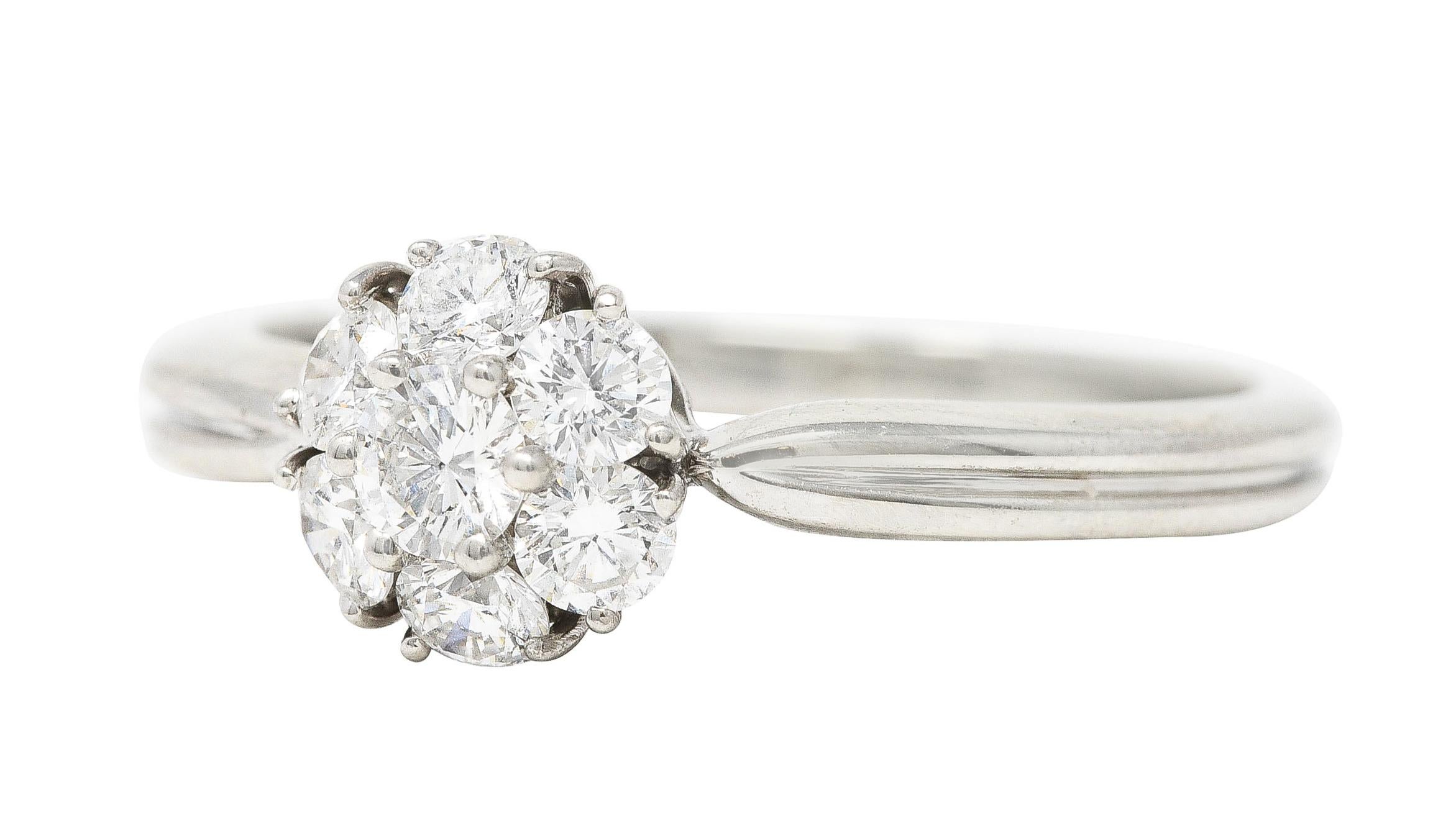 Van Cleef & Arpels 0.46 Carat Diamond Platinum Fleurette Cluster Engagement Ring 1