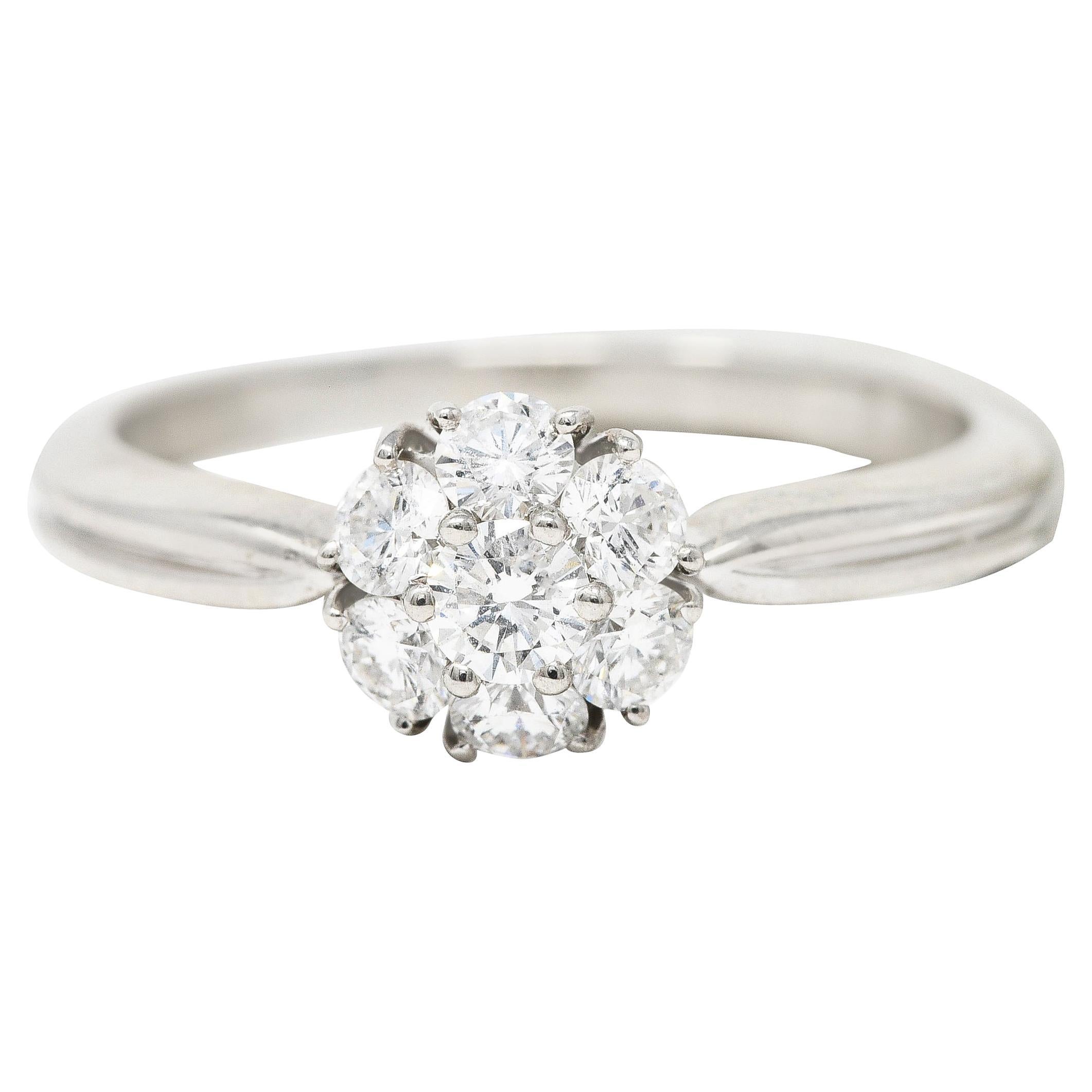 Van Cleef & Arpels 0.46 Carat Diamond Platinum Fleurette Cluster Engagement Ring