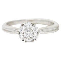Retro Van Cleef & Arpels 0.46 Carat Diamond Platinum Fleurette Cluster Engagement Ring