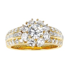 Van Cleef & Arpels 0.50 Ct. Center Diamond with 2 Cts. Diamonds Floral Ring