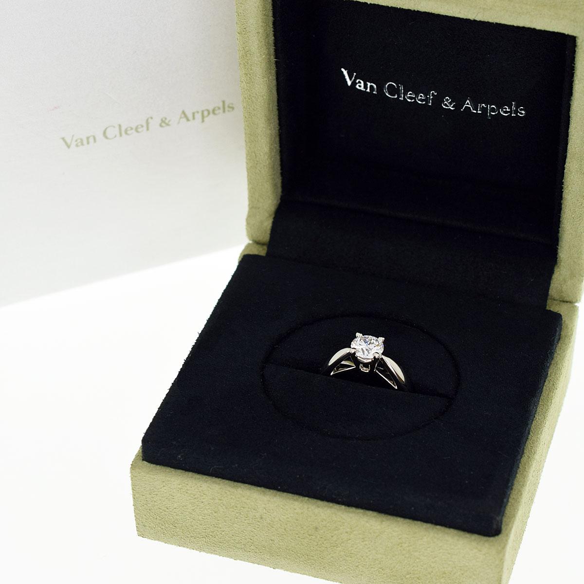 Van Cleef & Arpels Anello in platino con diamante Bonheur 0,71ct E-VVS2-3Ex US 3 3/4 In condizioni buone in vendita a Tokyo, JP