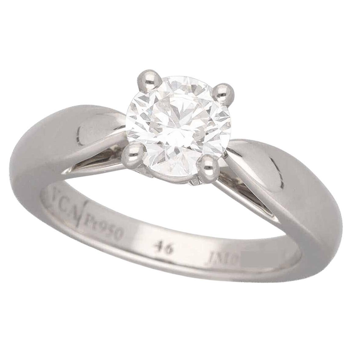 Van Cleef & Arpels 0.71 Carat Diamond Platinum Bonheur Solitaire Ring For Sale