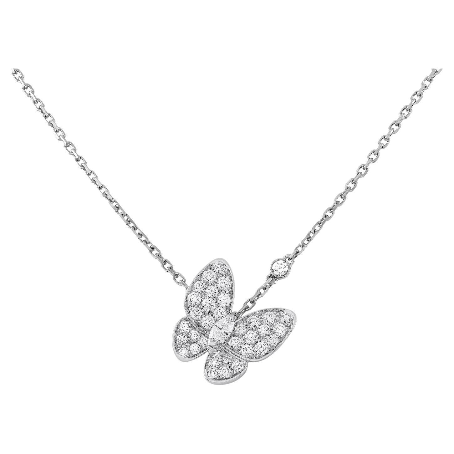 Van Cleef & Arpels Pendentif papillon en diamants ronds et taille marquise de 0,88 carat