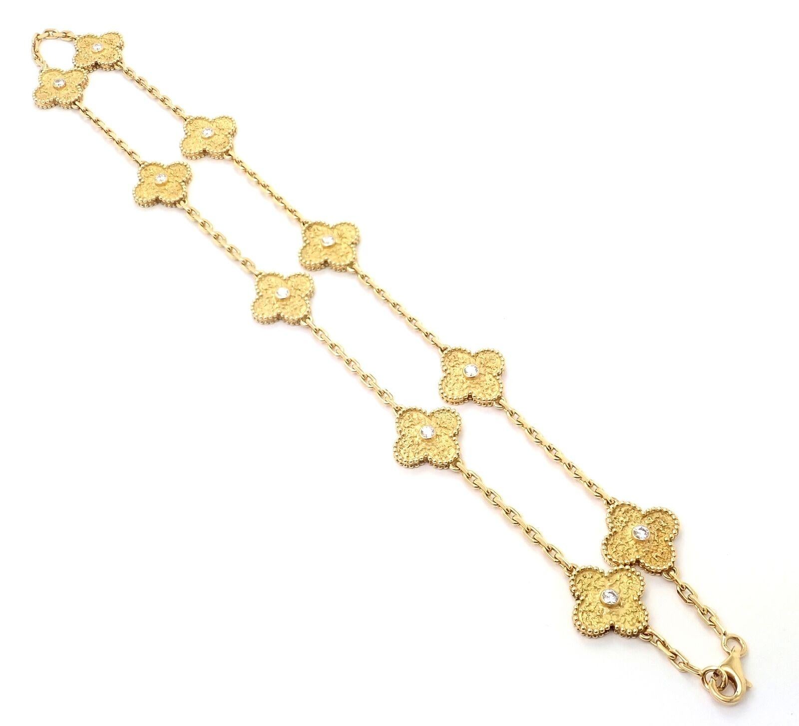Van Cleef & Arpels 10 Motif Diamond Vintage Alhambra Yellow Gold Necklace 4