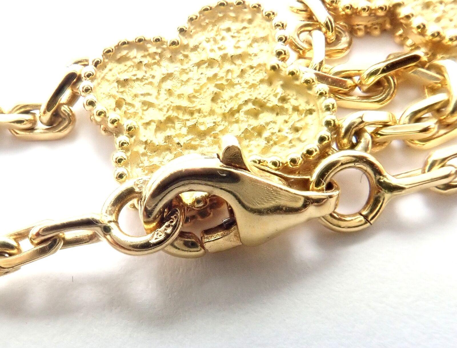 Women's Van Cleef & Arpels 10 Motif Diamond Vintage Alhambra Yellow Gold Necklace