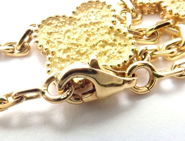 Van Cleef & Arpels 10 Motif Diamond Vintage Alhambra Yellow Gold Necklace For Sale 3