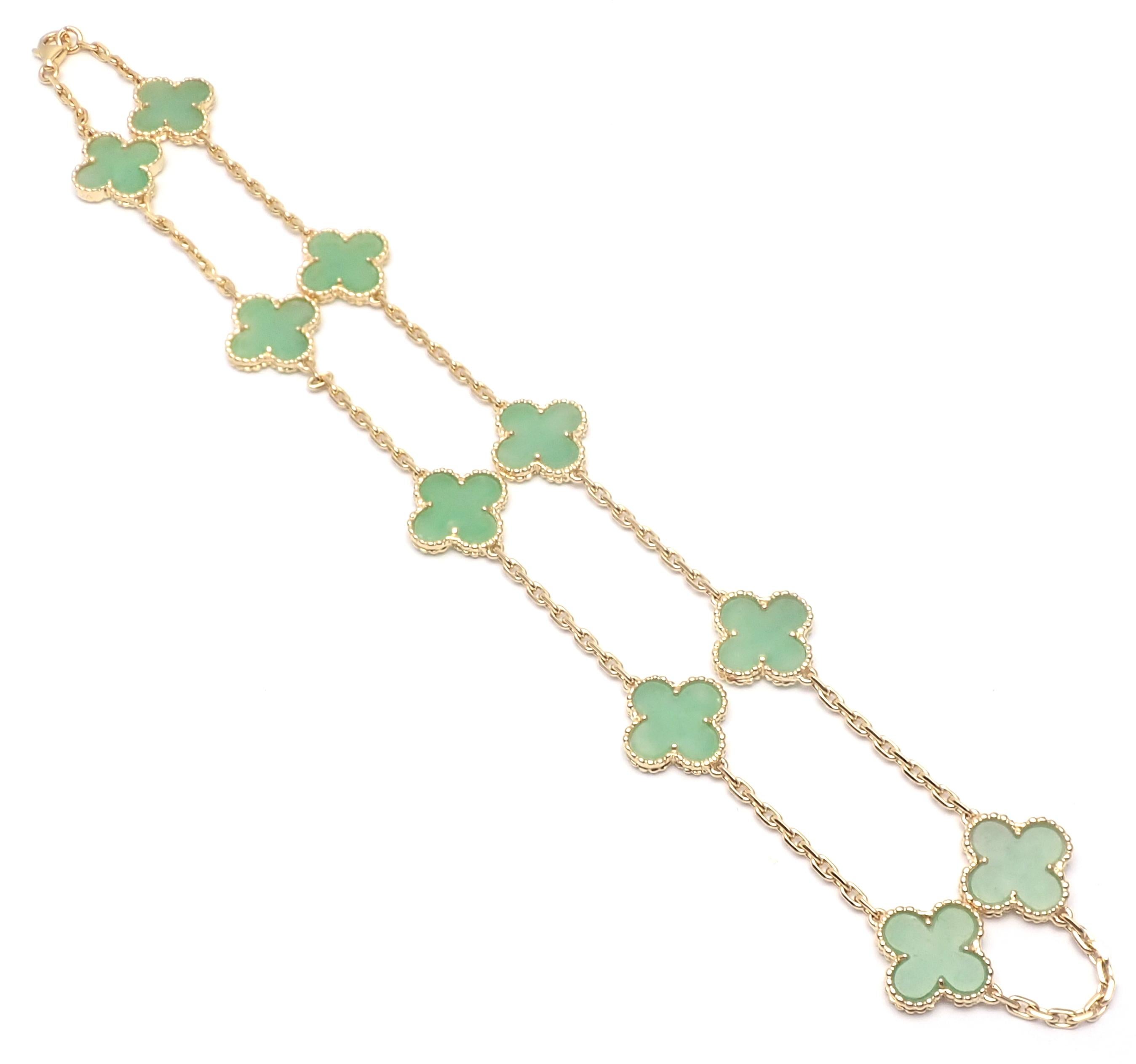 Van Cleef & Arpels 10 Motif Jade Vintage Yellow Gold Alhambra Necklace 1