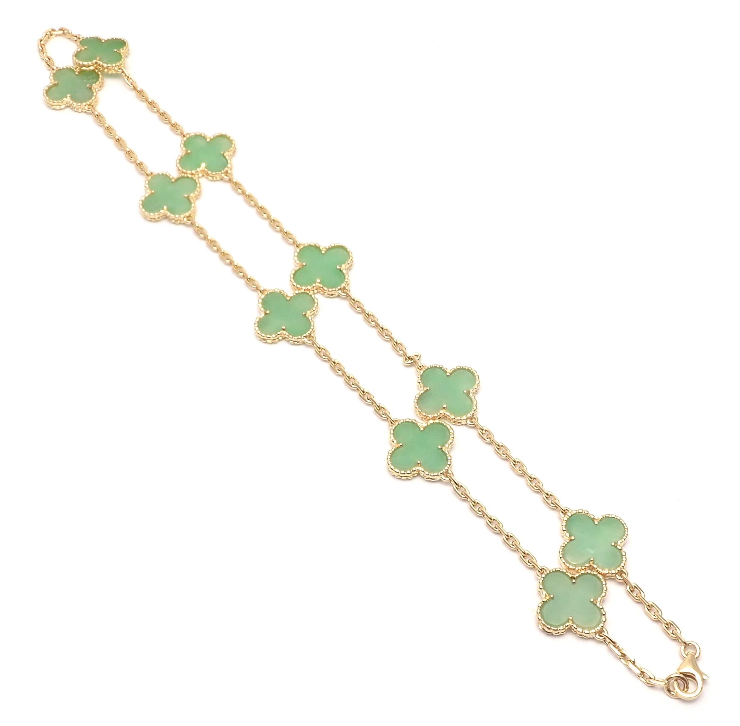 Van Cleef & Arpels 10 Motif Jade Vintage Yellow Gold Alhambra Necklace 2