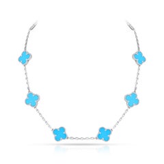 Van Cleef & Arpels 10 Motif Turquoise Alhambra Necklace