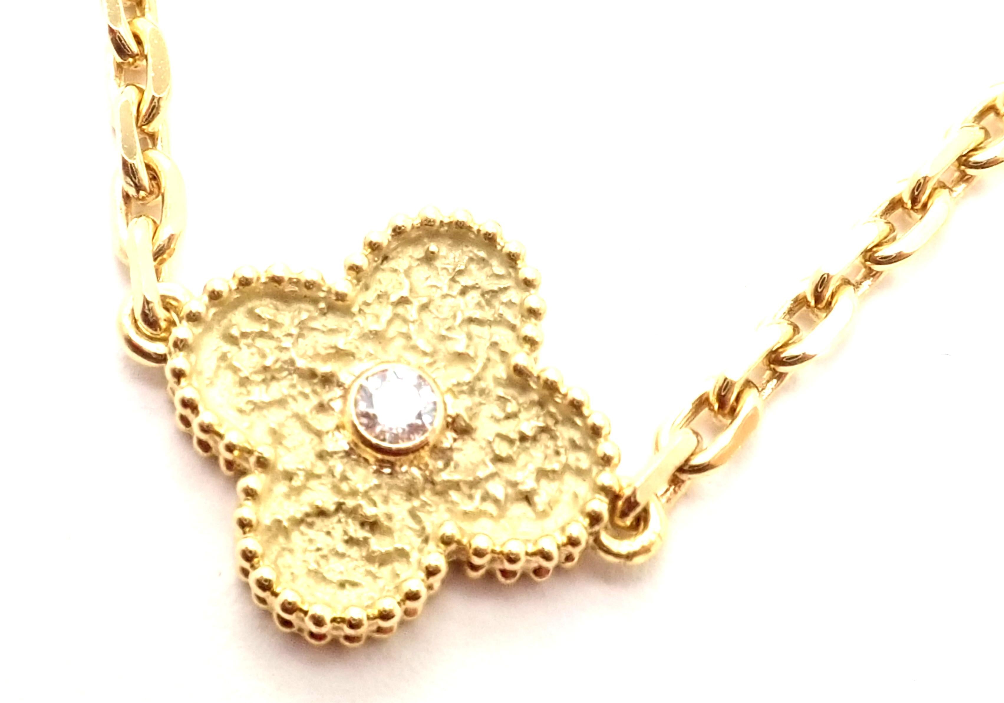 Van Cleef & Arpels 10 Motif Vintage Alhambra Diamond Yellow Gold Necklace 2