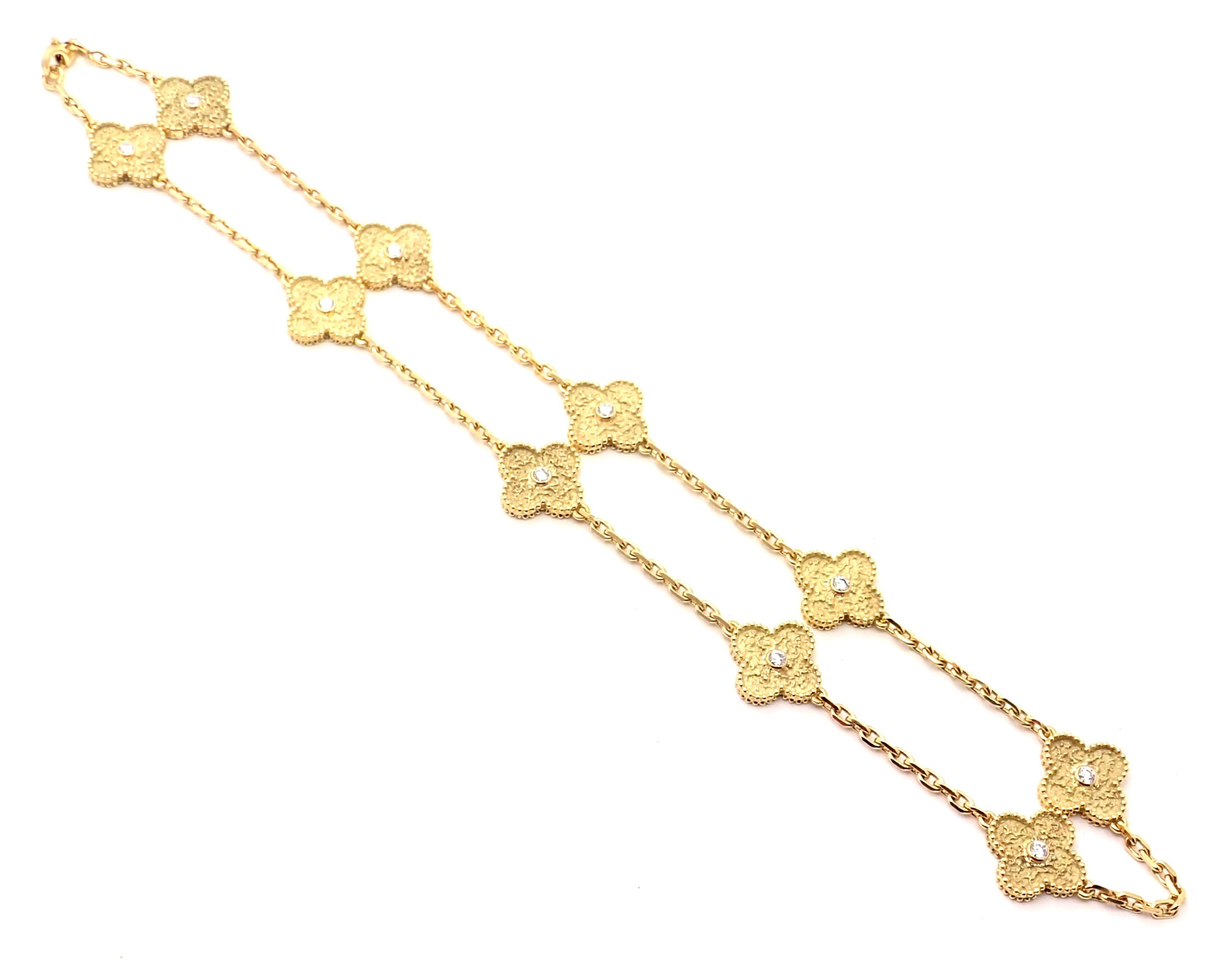Brilliant Cut Van Cleef & Arpels 10 Motif Vintage Alhambra Diamond Yellow Gold Necklace