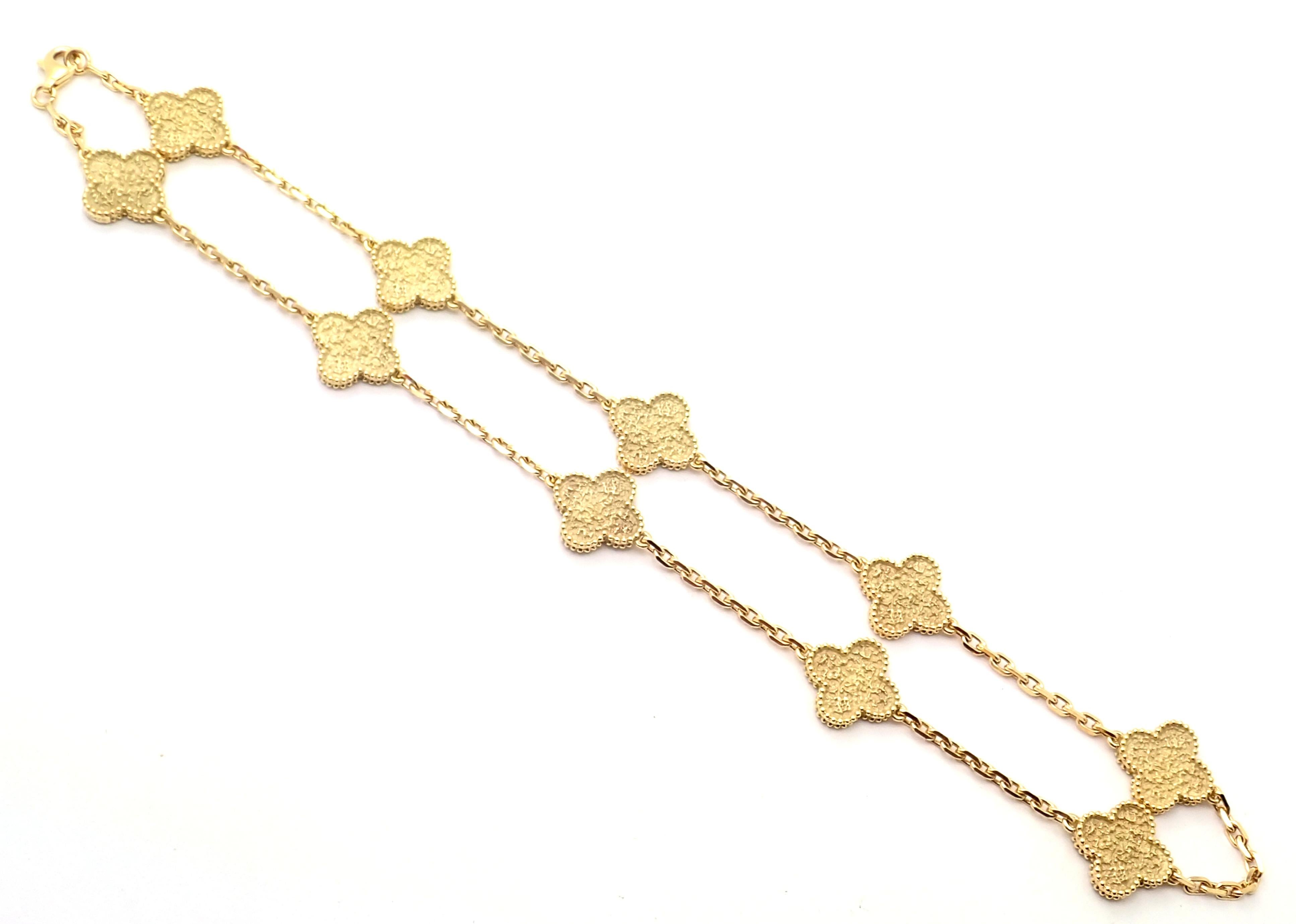 Van Cleef & Arpels 10 Motif Vintage Alhambra Diamond Yellow Gold Necklace In Excellent Condition In Holland, PA