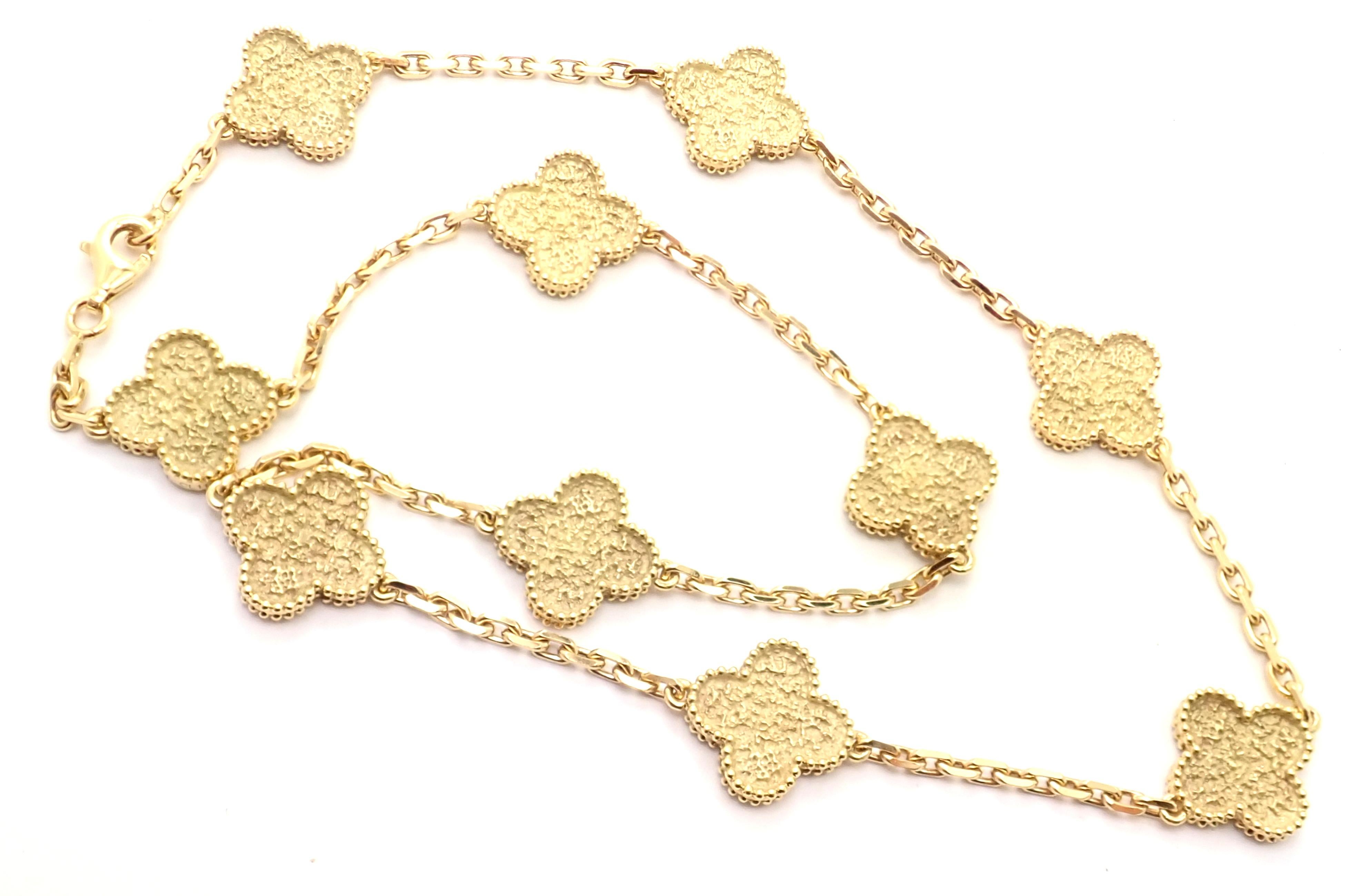 Women's or Men's Van Cleef & Arpels 10 Motif Vintage Alhambra Diamond Yellow Gold Necklace