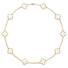 Van Cleef & Arpels Collier Alhambra Vintage en or 18K avec 10 motifs en nacre de perles