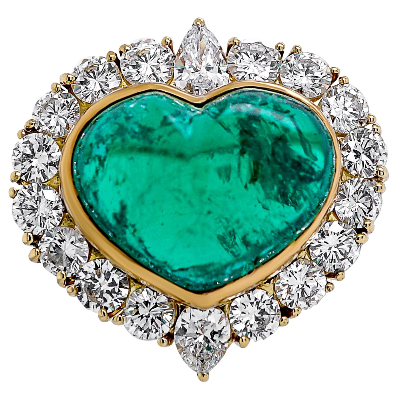 Van Cleef & Arpels 12.04 Karat Diamond and Emerald Ring