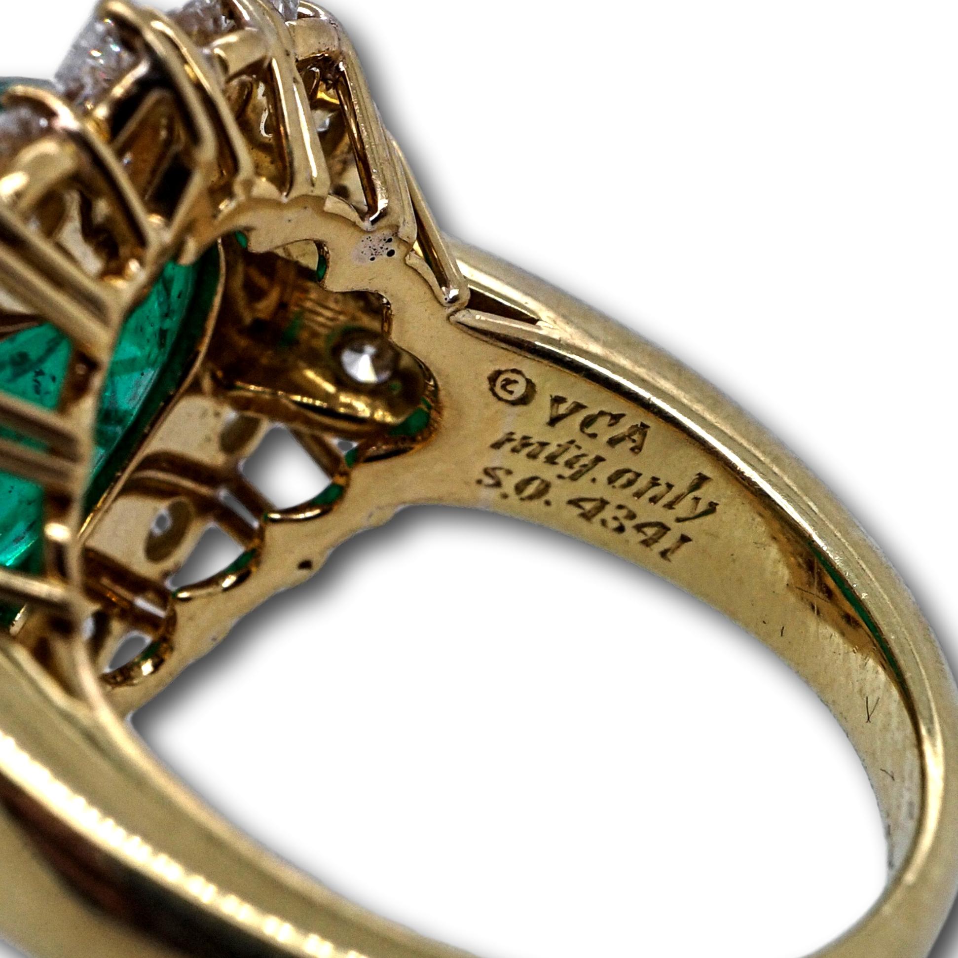 Contemporary Van Cleef & Arpels 12.04 Karat Diamond and Emerald Ring