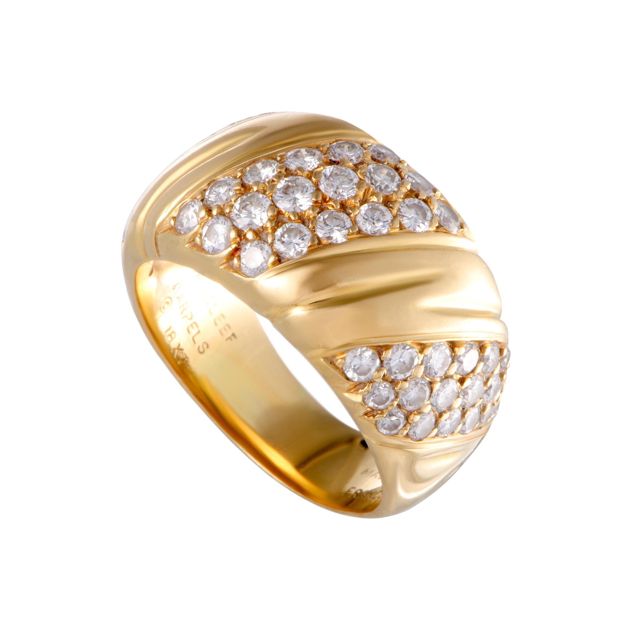Van Cleef & Arpels 1.25 Carat Diamond Pave Yellow Gold Band Ring