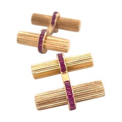 Van Cleef & Arpels 14 Karat Yellow Interchangeable Baton Cufflink Set