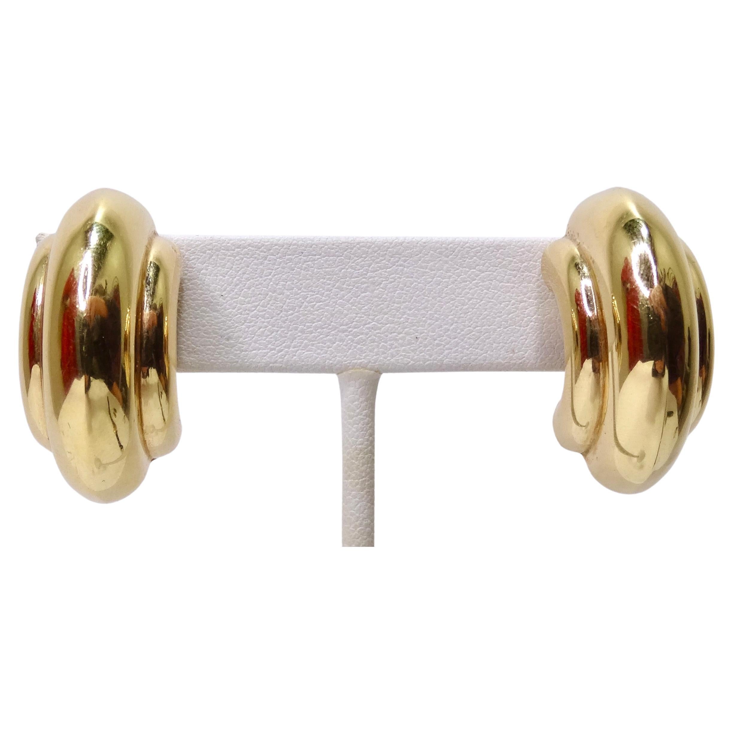 Van Cleef and Arpels 14k Gold Chunky Hoop Earrings For Sale at 1stDibs |  van cleef 14k