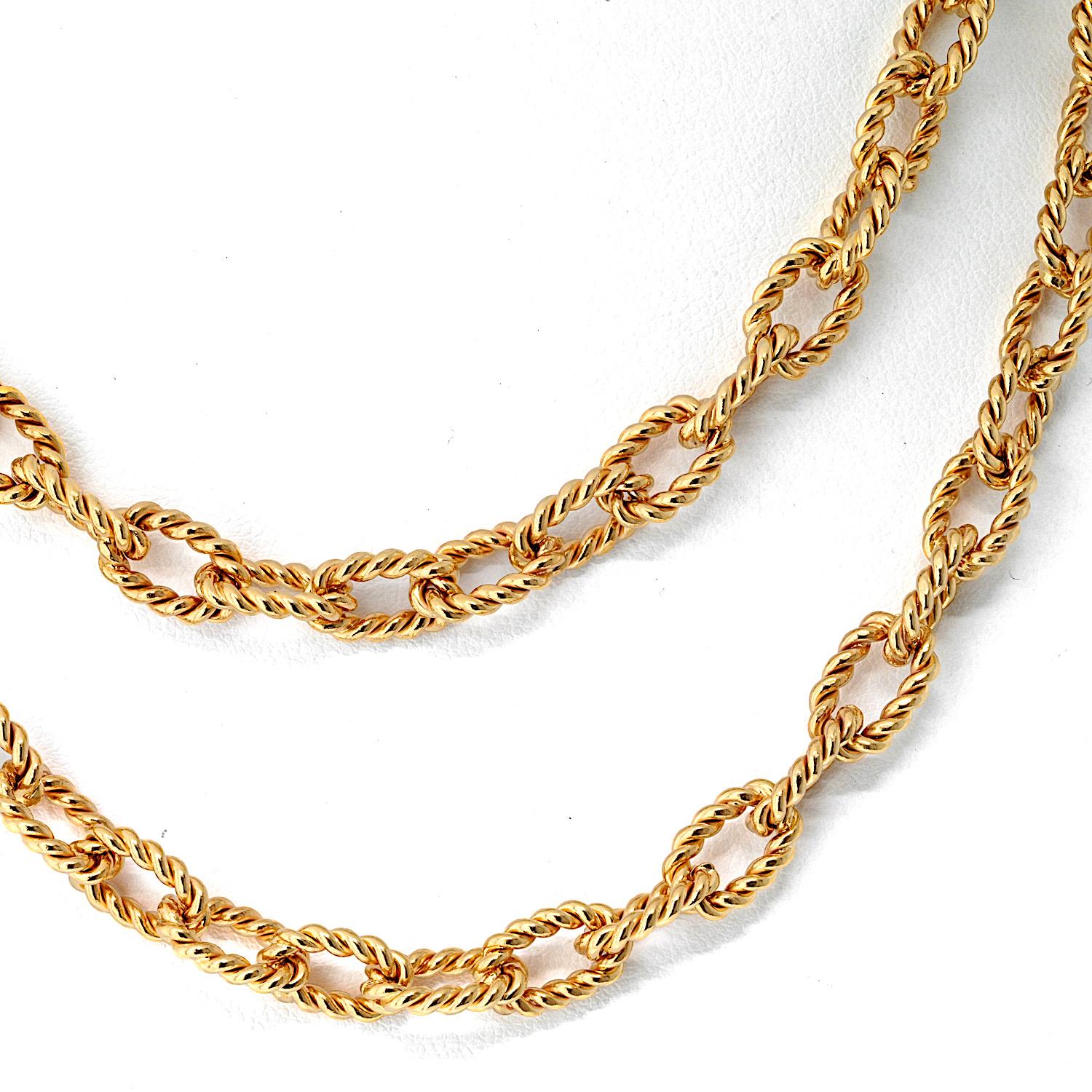 Van Cleef & Arpels 14K Gelbgold 34 Zoll Vintage Kette Halskette (Moderne) im Angebot