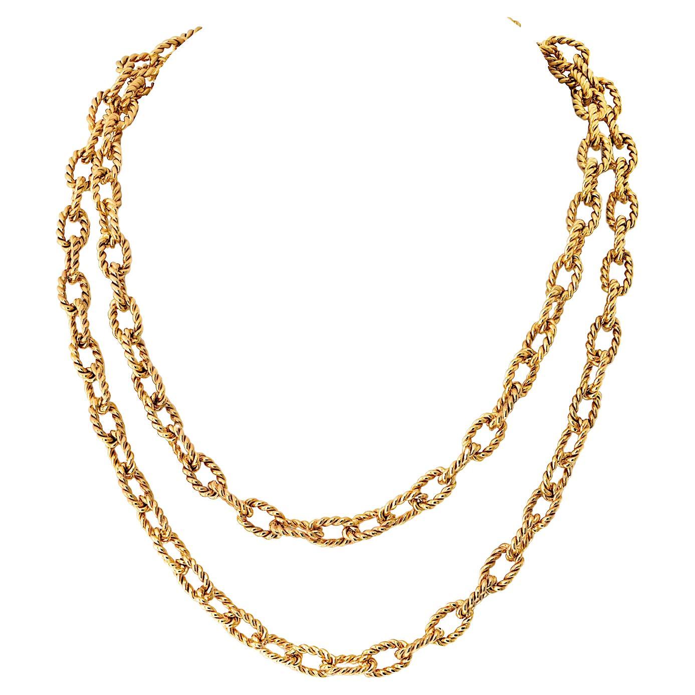 Van Cleef & Arpels 14K Gelbgold 34 Zoll Vintage Kette Halskette im Angebot