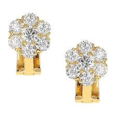 Van Cleef & Arpels 1.50 Carats Round Diamond Fleurette Earrings, 18K Yellow Gold