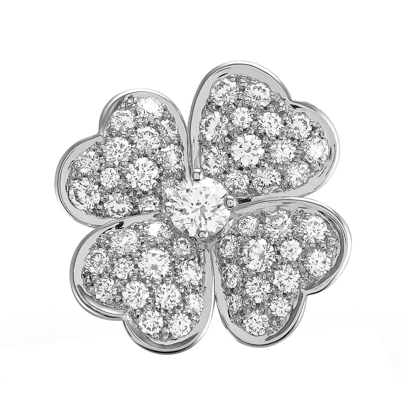 Moderniste Van Cleef & Arpels Collier à clip Cosmos de 1,56ct, modèle moyen, or 18K en vente