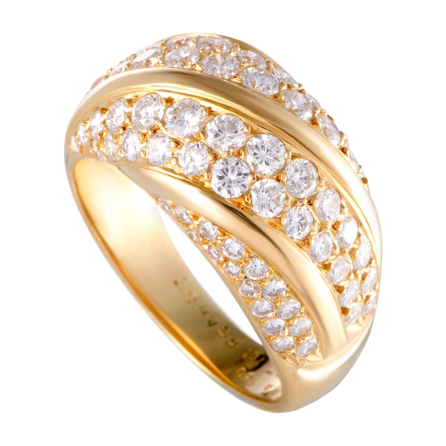 Van Cleef & Arpels 1.65 Carat Diamond Pave Gold Band Ring