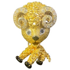 Vintage Van Cleef & Arpels 18 carat gold ram brooch