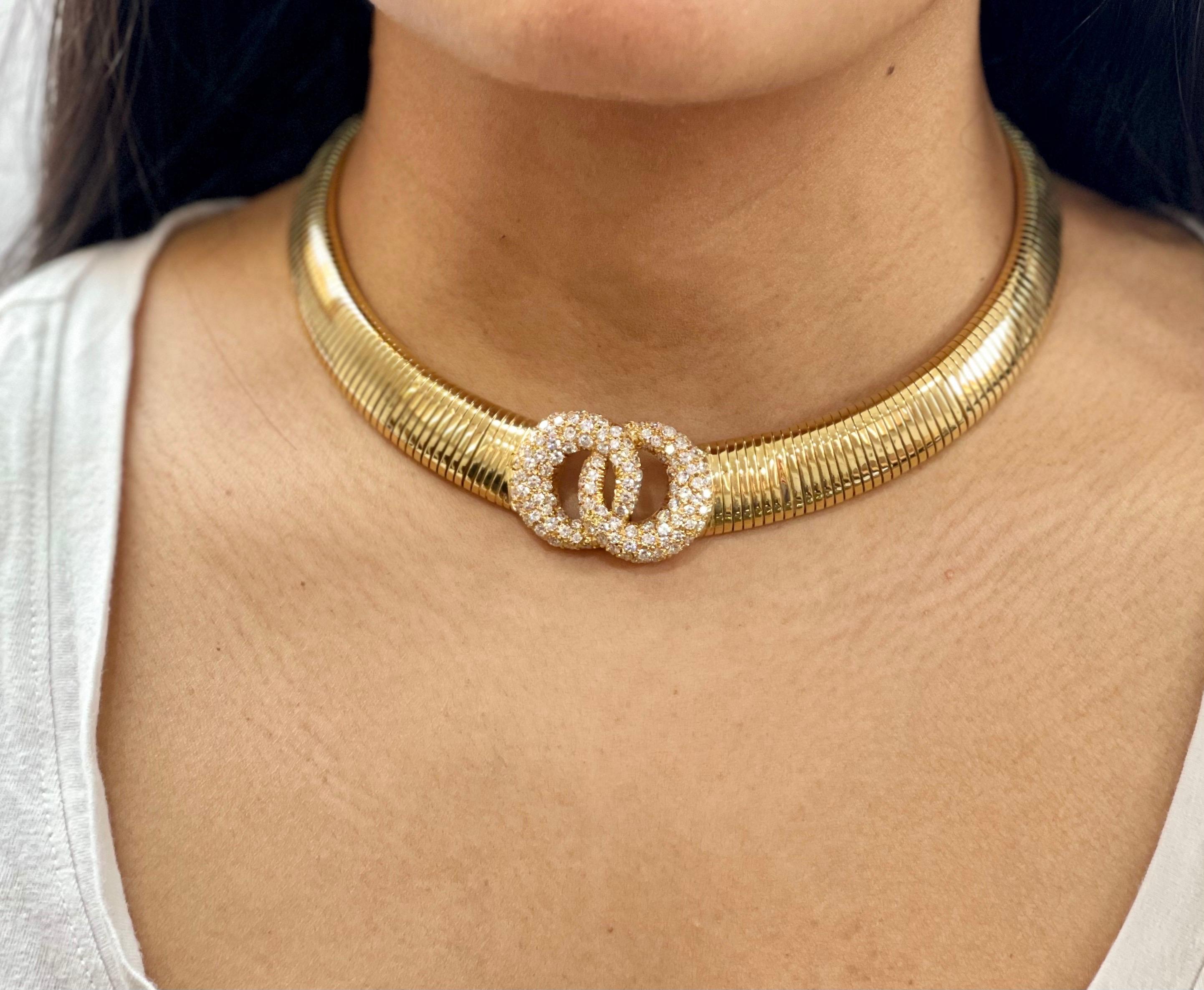 Van Cleef & Arpels Halskette mit Halsband/Halskette aus 18 Karat Gelbgold und 6 Karat Diamanten im Angebot 3