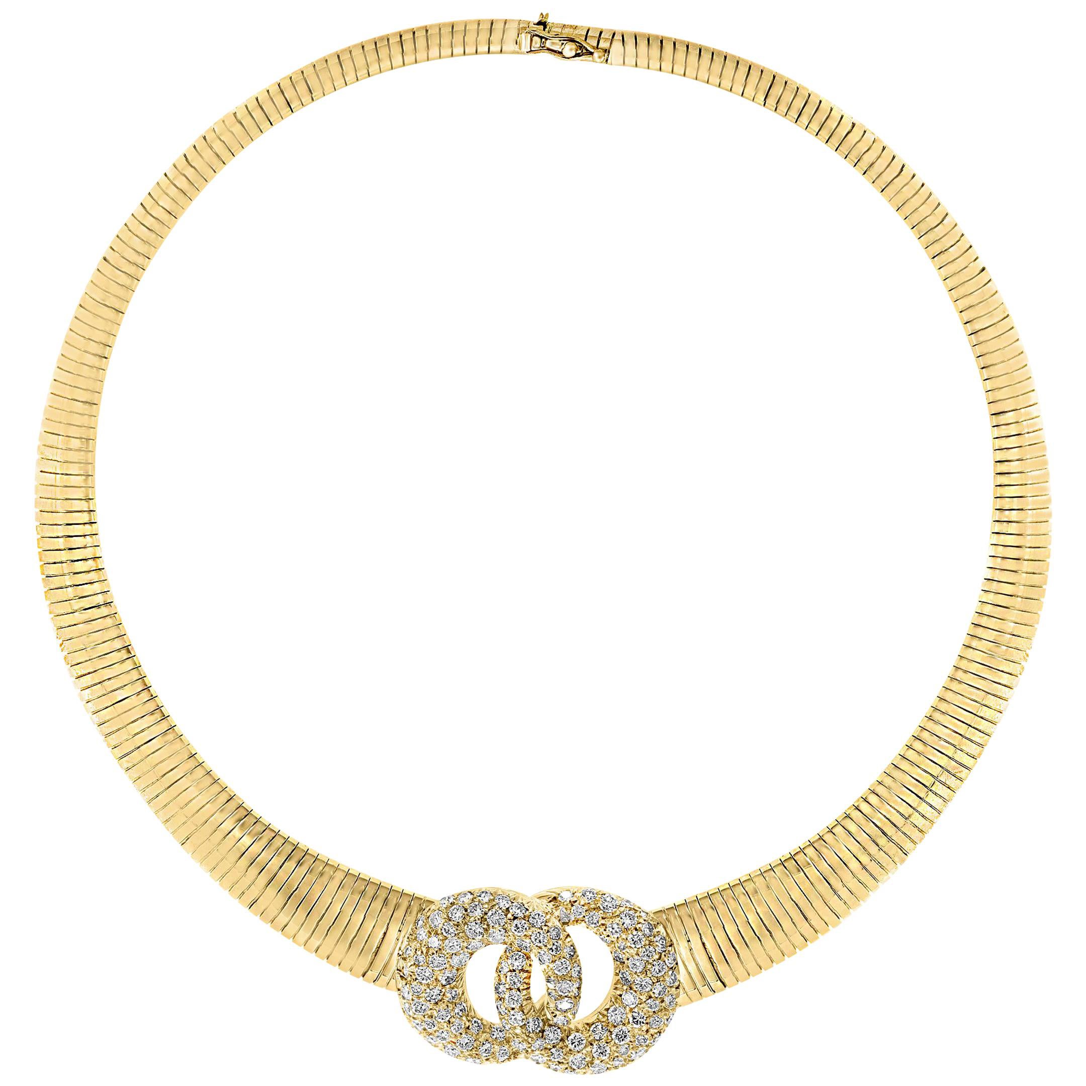 Van Cleef & Arpels 18 Carat Yellow Gold and 6 Ct Diamond Collar/Choker Necklace