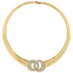 Van Cleef & Arpels 18 Carat Yellow Gold and 6 Ct Diamond Collar/Choker Necklace