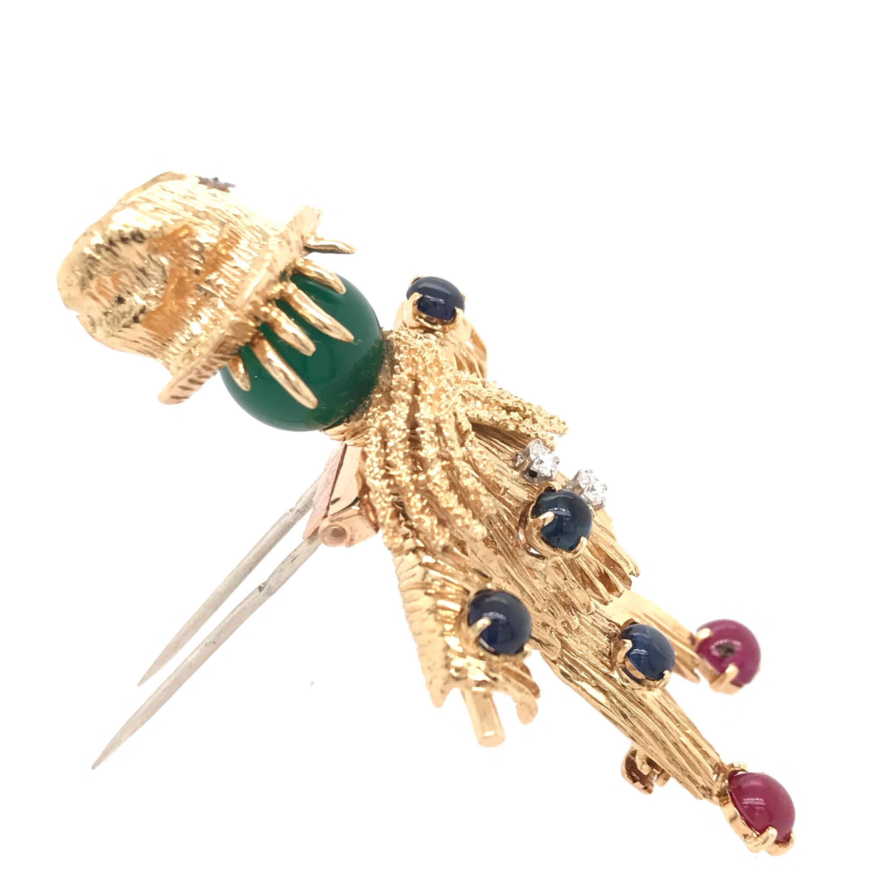 Women's or Men's Van Cleef & Arpels 18 Karat Yellow Gold Scarecrow Brooch