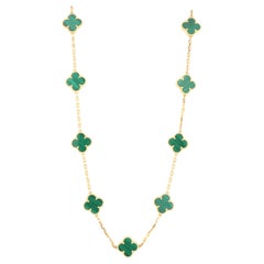 Van Cleef & Arpels 18 Karat Alhambra 20 Motifs Malachite Long Necklace