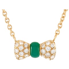 Van Cleef & Arpels 18 Karat Gold 0.39 Carat Diamond and Chrysoprase Pendant