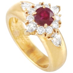 Van Cleef & Arpels 18 Karat Gold 0.75 Carat Diamond and 0.80 Carat Ruby Ring