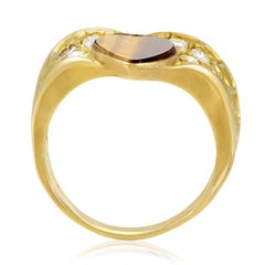 Van Cleef & Arpels 18 Karat Gold Diamond and Tiger's Eye Heart Ring