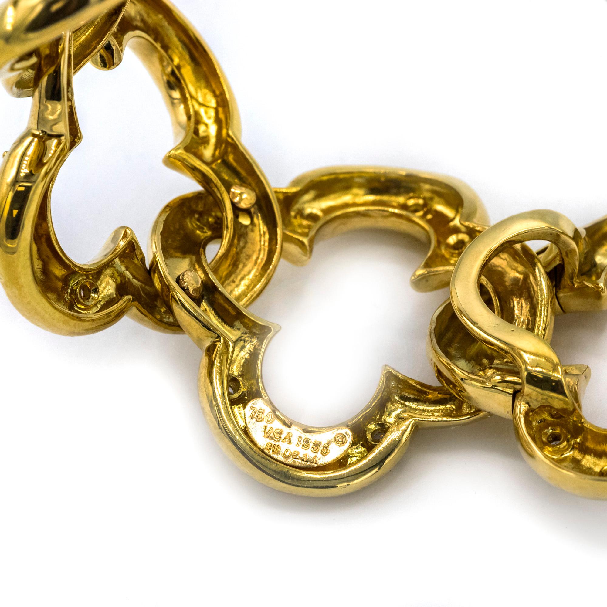 Van Cleef & Arpels 18 Karat Gold Open Link Alhambra Diamond Bracelet 1