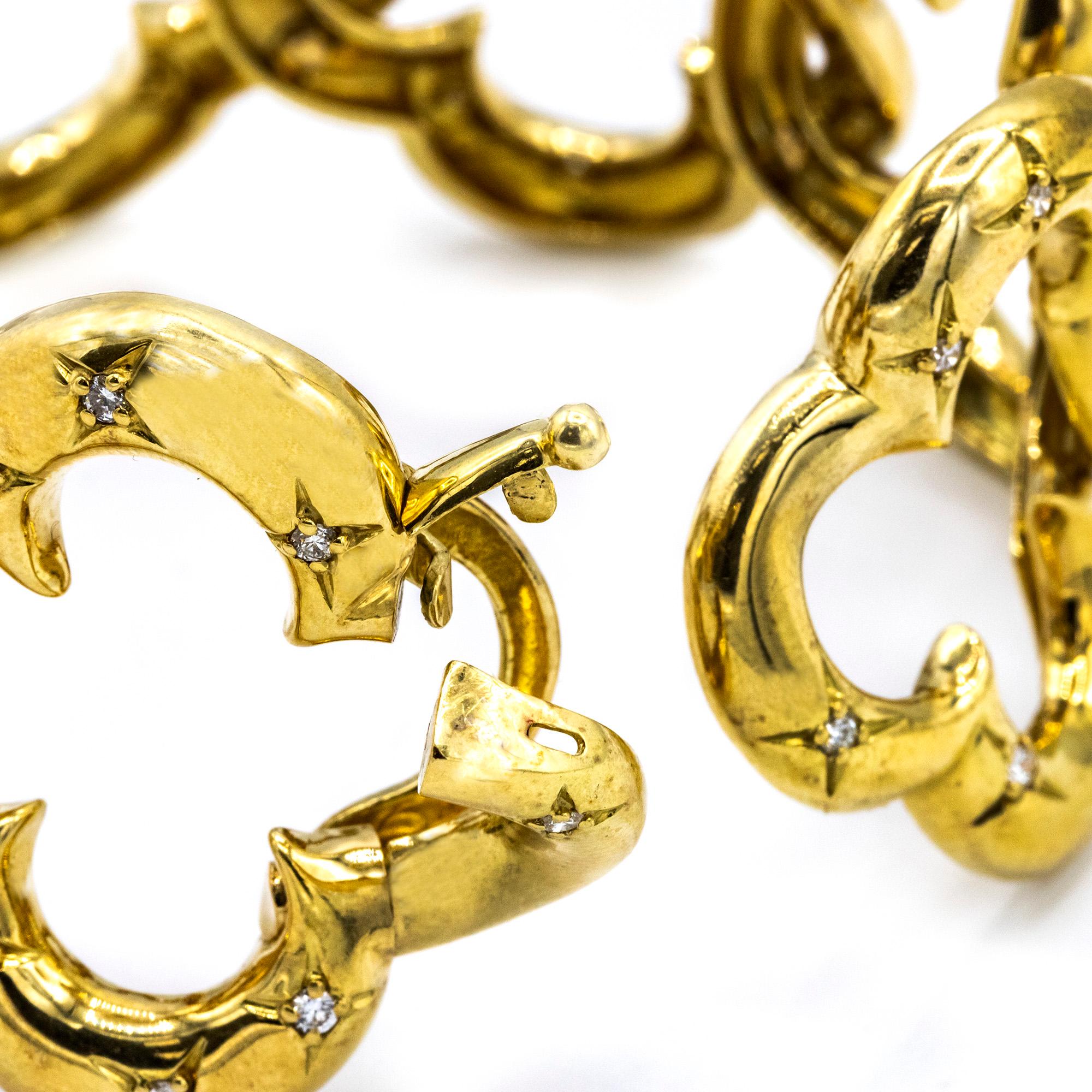 Van Cleef & Arpels 18 Karat Gold Open Link Alhambra Diamond Bracelet 2