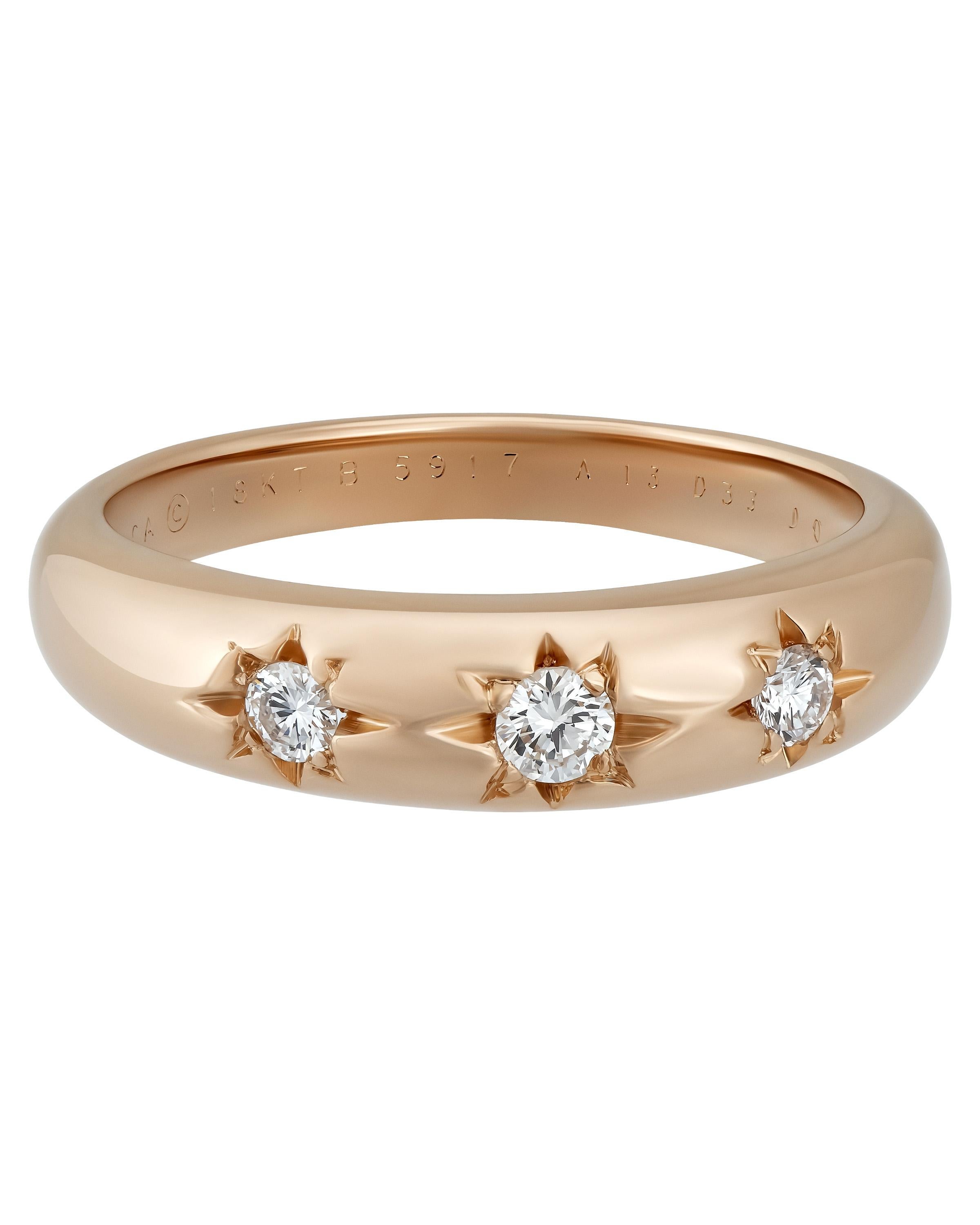 Van Cleef & Arpels 18 Karat Rose Gold Diamond Ring In Excellent Condition In New York, NY