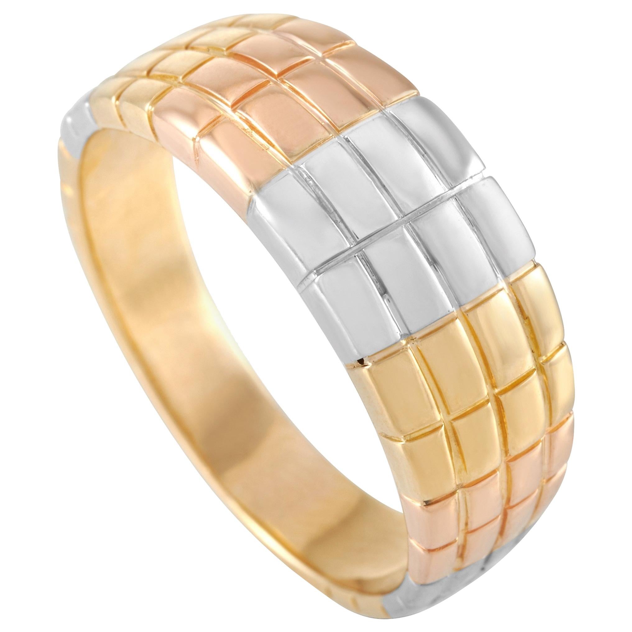 Van Cleef & Arpels 18 Karat Tricolor Textured Band Ring