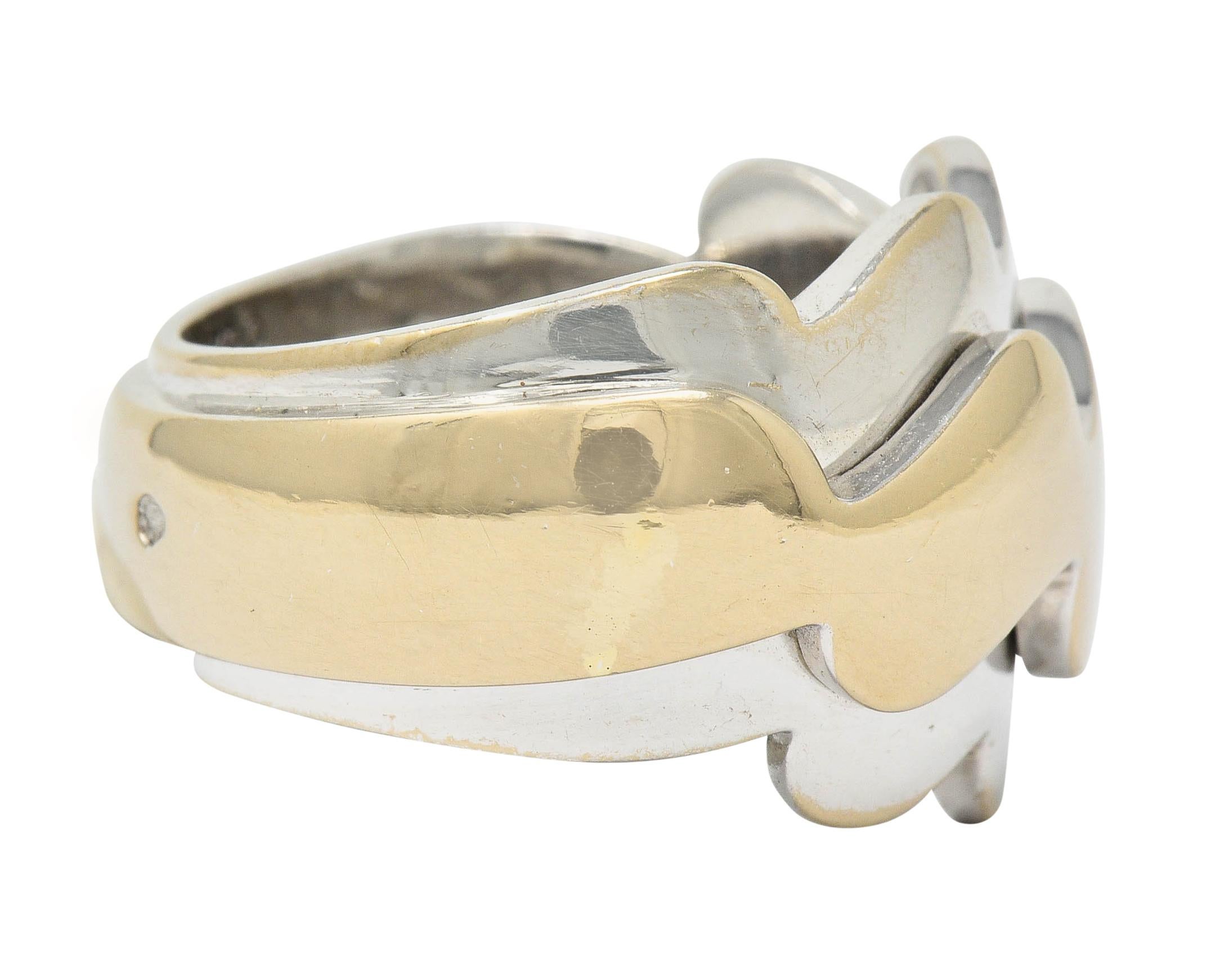 Contemporary Van Cleef & Arpels 18 Karat Two-Tone Gold Vintage Wave Band Ring