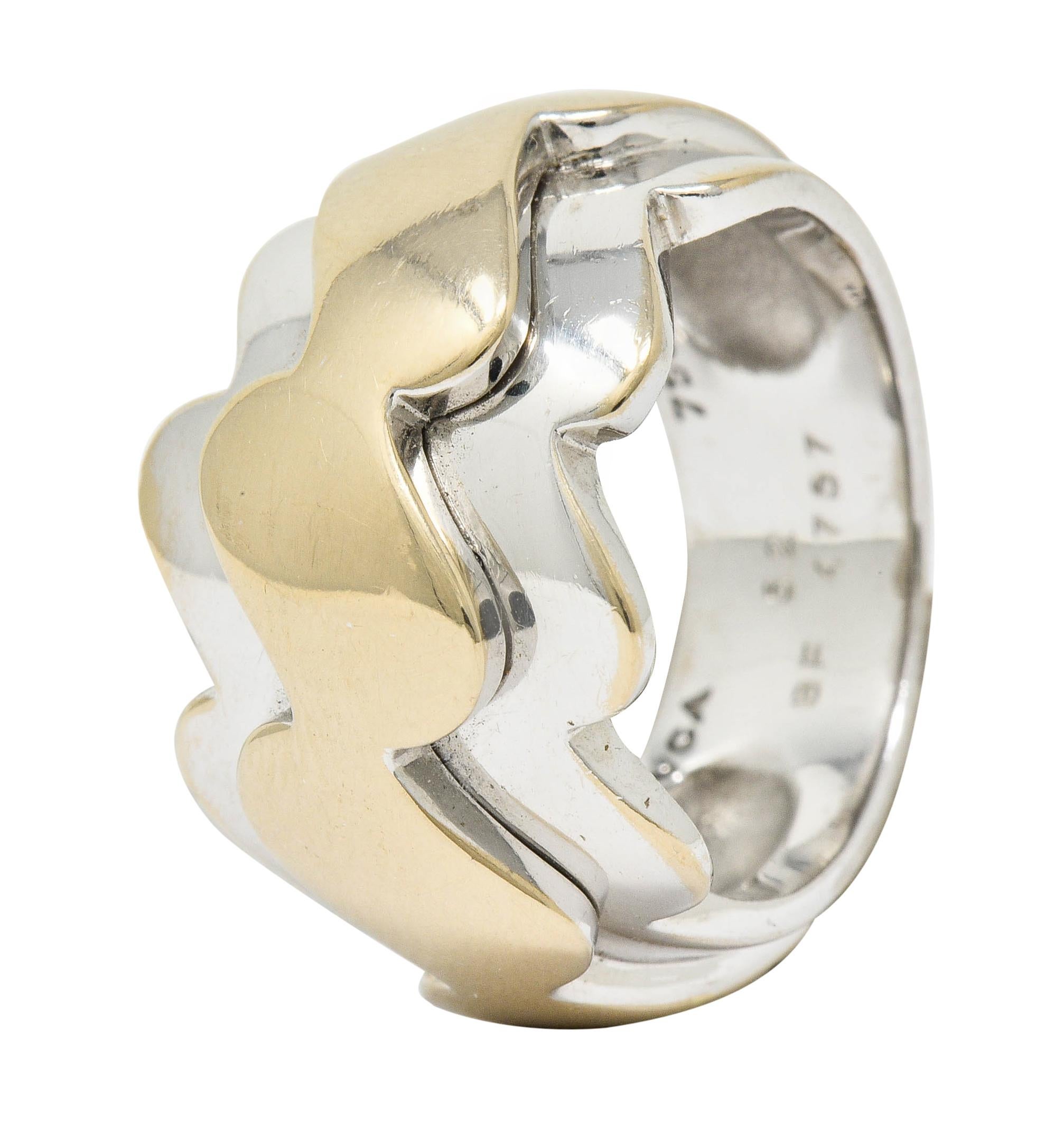 Van Cleef & Arpels 18 Karat Two-Tone Gold Vintage Wave Band Ring 4