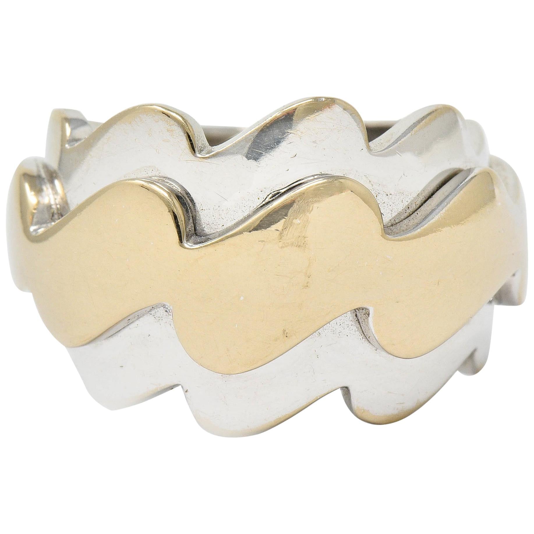 Van Cleef & Arpels 18 Karat Two-Tone Gold Vintage Wave Band Ring